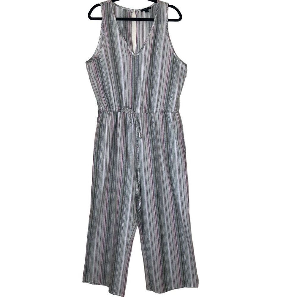 Anthropologie Drew Striped Jumpsuit Size L